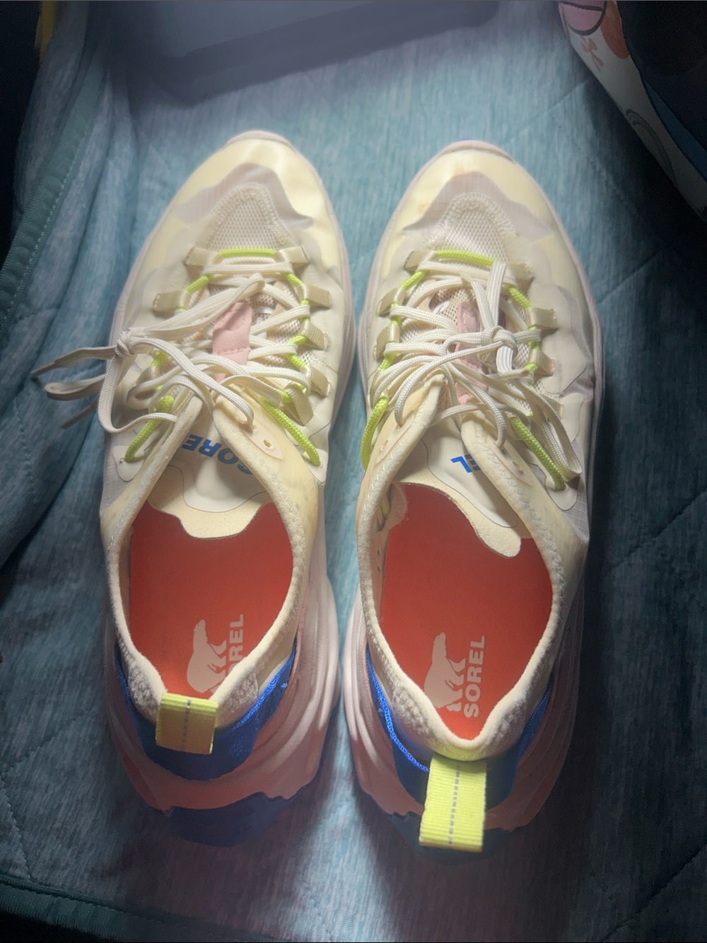 Sorel Women's Cream, Pink & Neon Yellow Sneakers